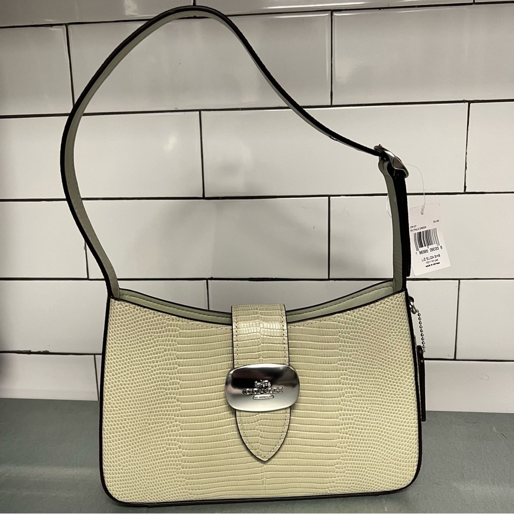 Coach Eliza lizard Shoulder Bag with Silver Hardware